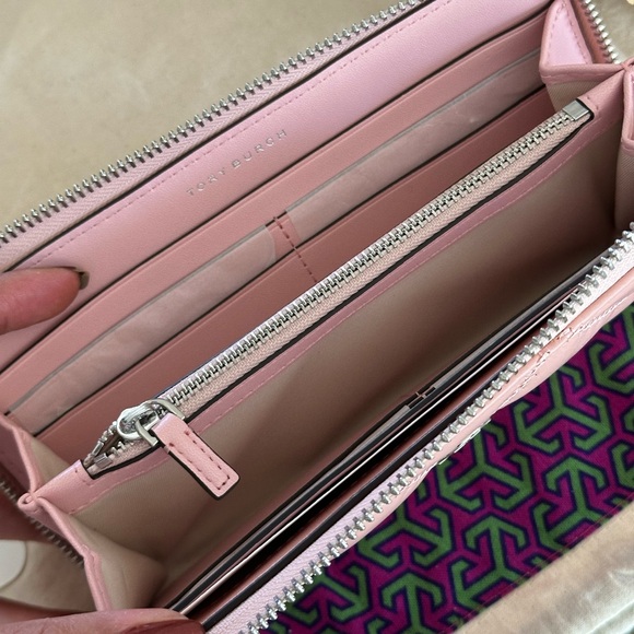 New Tory burch WILLA GLAZED ZIP CONTINENTAL WALLET ROSE SACHET - Picture 4 of 8